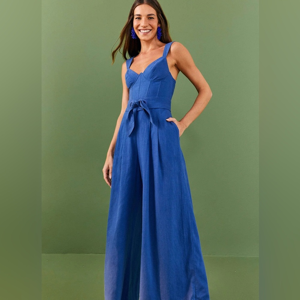 NWT Farm Rio Blue belted jumpsuit size XS/ 2